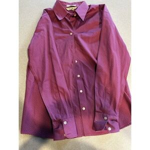 Eddie Bauer Women's Blouse Small Collared Shirt Button Up Pink Striped
